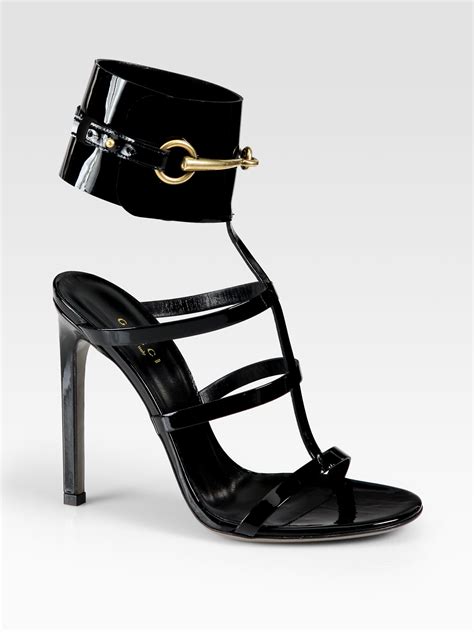 black ankle strap heels gucci|gucci black leather sandals.